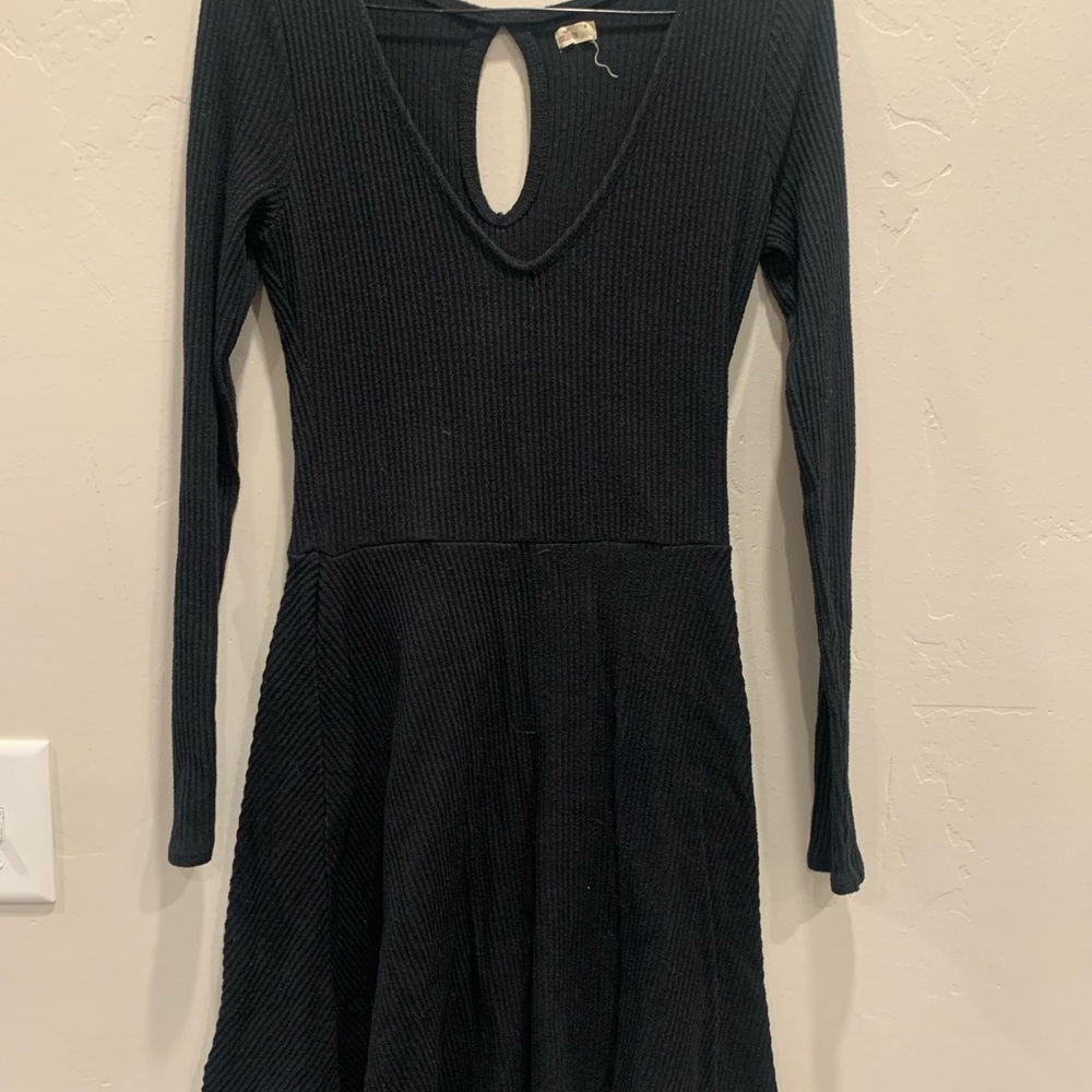 Hollister Elegant Black Ribbed Knit Dress